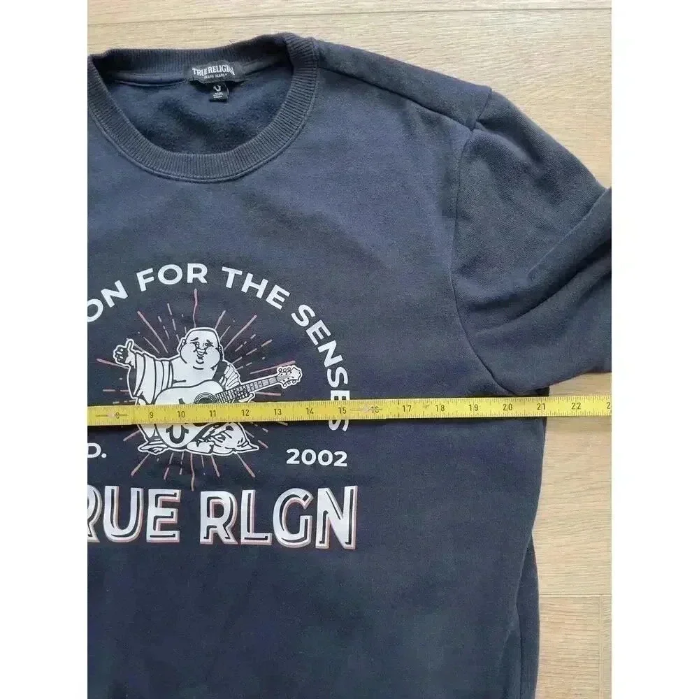 True Religion Graphic Logo Crewneck Sweatshirt Y2K Fashion Night Sky Men's M